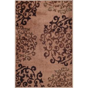 Superior Indoor Non-Slip Area Rug, Floral Home Floor Decor for Bedroom, Living Room, Dining Room, Entryway, Kitchen, Office, Machine Washable Rugs, Amber Collection, 5′ x 8′, Ivory(Camel)