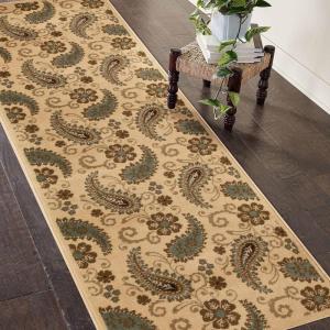 Superior Indoor Runner, Jute Backing, Vintage Farmhouse Paisley Floral, Ideal for Entryway, Living Room, Kitchen, Bedroom, Hallway, Floor Cover, Parkway Collection, 2′ 7″ x 8′, Slate(Parkway – Beige)