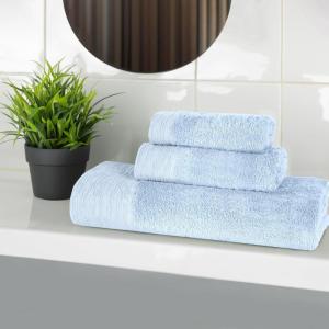 Superior Rayon from Bamboo Blend 3-Piece Towel Set, Luxury Quick Dry, Bathroom Essentials, Shower, Spa, Plush Soft Absorbent Towels, Includes 1 Bath, 1 Hand, 1 Washcloth/Face Towel, Pink(Light Blue)