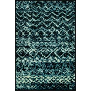 Superior Sunderland Collection Area Rug, 10mm Pile Height with Jute Backing, Fashionable and Affordable Rugs, Distressed Abstract Moroccan Rug Design – 5′ x 8′ Rug, Taupe and Ivory(Blue-black)