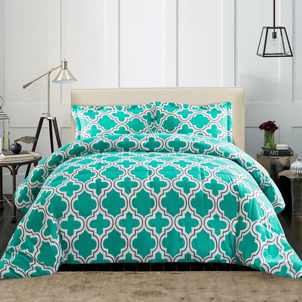 imageSuperior Trellis Comforter Set with Pillow Shams Luxurious amp Soft Microfiber with Down Alternative Fill Contemporary Geometric Trellis Design  TwinTwin XL Bedding Set TealTeal