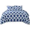 Superior Trellis Comforter Set with Pillow Shams, Luxurious & Soft Microfiber with Down Alternative Fill, Contemporary Geometric Trellis Design – Twin/Twin XL Bedding Set, Teal(Navy Blue)