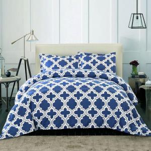 Superior Trellis Comforter Set with Pillow Shams, Luxurious & Soft Microfiber with Down Alternative Fill, Contemporary Geometric Trellis Design – Twin/Twin XL Bedding Set, Teal(Navy Blue)