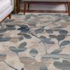 Superior Indoor Large Area Rug, Leaf and Vine Modern Throw, Decor for Bedroom, Living Room, Kitchen/Dining, Office, Entryway, Hardwood Floor, Jute Backed, Mahonia Collection 5’x8′, Cream-Blue