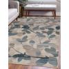 Superior Indoor Large Area Rug, Leaf and Vine Modern Throw, Decor for Bedroom, Living Room, Kitchen/Dining, Office, Entryway, Hardwood Floor, Jute Backed, Mahonia Collection 5’x8′, Cream-Blue