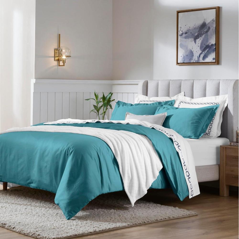 imageSuperior Egyptian Cotton 650 Thread Count Duvet Cover Set Bed Covers Includes 1 Duvet Cover 2 Pillow Shams Bedding Essentials Master Guest Hotel Bedroom Decor KingCalifornia King SageCaribbean