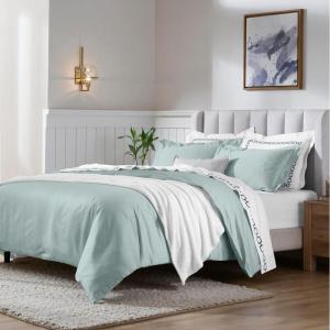 Superior Egyptian Cotton 650 Thread Count Duvet Cover Set, Bed Covers, Includes 1 Duvet Cover, 2 Pillow Shams, Bedding Essentials, Master, Guest, Hotel Bedroom Decor, King/California King, Sage(Teal)