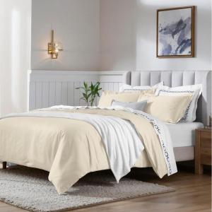 Superior Egyptian Cotton 650 Thread Count Duvet Cover Set, Bed Covers, Includes 1 Duvet Cover, 2 Pillow Shams, Bedding Essentials, Master, Guest, Hotel Bedroom Decor, King/California King, Sage(Ivory)