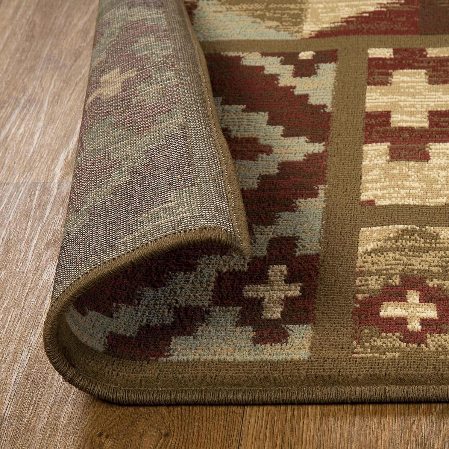 imageSuperior Indoor Area Rug Jute Backing Color Block Rugs for Entryway Living Room Floors Office Floor Cover Modern Southwestern Geometric Rug Berlin Collection 4 x 6 Beige Maroon