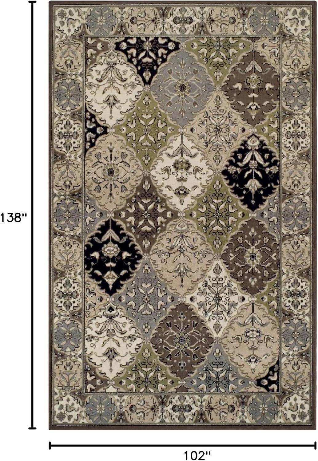 imageSuperior Indoor Area Rug Jute Backing Modern Patchwork Floor Decor for Office Dining Kitchen Floors Entryway Floral Damask Rugs Paloma Collection 8 6 x 11 6 Chocolate