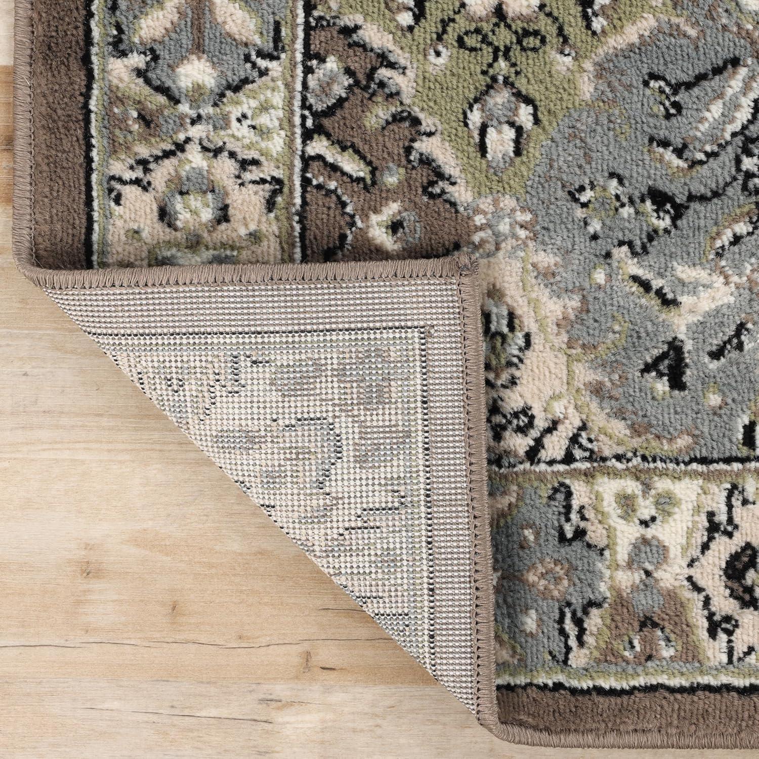 imageSuperior Indoor Area Rug Jute Backing Modern Patchwork Floor Decor for Office Dining Kitchen Floors Entryway Floral Damask Rugs Paloma Collection 8 6 x 11 6 Chocolate
