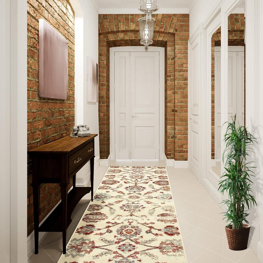 imageSuperior 6mm Pile Height with Jute Backing Durable Fashionable and Easy Maintenance Brookshire Collection Area Rug 27 x 8 Runner  IvoryIvory
