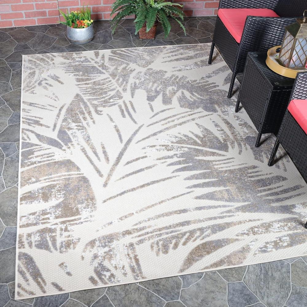 imageSuperior Indoor Outdoor Area Rug Floor Decor Perfect for Patio Pool Deck Kitchen Entryway Tropical Leaves Coastal Style Rug Siesta Collection 5 2 x 7 2 Slate