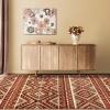 Superior Indoor Area Rug, Jute Backing, Southwestern Geometric Medallion, Ideal for Entryway, Living Room, Kitchen, Bedroom, Hallway, Floor Cover, Tampa Collection, 4′ x 6′, Maroon