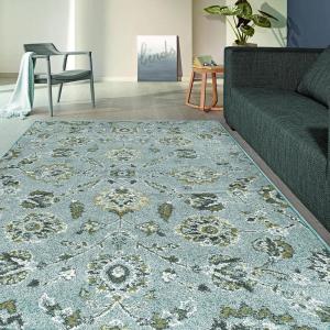 Superior 6mm Pile Height with Jute Backing, Durable, Fashionable and Easy Maintenance, Brookshire Collection Area Rug, 2’7″ x 8′ Runner – Ivory(Blue)