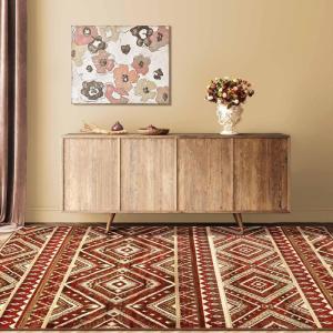 Superior Indoor Area Rug, Jute Backing, Southwestern Geometric Medallion, Ideal for Entryway, Living Room, Kitchen, Bedroom, Hallway, Floor Cover, Tampa Collection, 4′ x 6′, Maroon