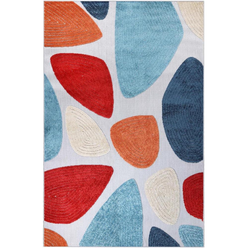 imageSuperior Indoor Outdoor Area Rug Perfect for Patio Poolside Backyard Porch Easy Clean Washable Ideal for High Traffic Areas Non Skid Modern Geometric Tulip Collection 10x14 Multicolor