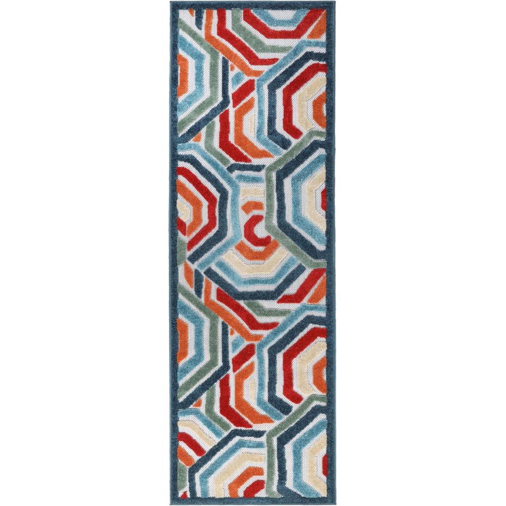 imageSuperior Indoor Outdoor Area Rug Perfect for Patio Poolside Backyard Porch Easy Clean Washable Ideal for High Traffic Areas Non Skid Modern Geometric Waimea Collection 3x5 Multicolor