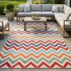 Superior Indoor Outdoor Area Rug, Perfect for Patio, Poolside, Backyard, Mudroom, Washable Easy Clean Zig-Zag Chevron Collection, 5’6″x8′, Multicolor