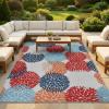 Superior Indoor Outdoor Area Rug, Perfect for Patio, Poolside, Backyard, Porch, Easy Clean Washable, Ideal for High Traffic Areas, Non Skid, Floral Medallion Hydrangea Collection, 10’x14′, Multicolor
