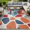 Superior Indoor Outdoor Area Rug, Perfect for Patio, Poolside, Backyard, Porch, Easy Clean Washable, Ideal for High Traffic Areas, Non Skid, Modern Geometric, Tulip Collection, 5’6″x8′, Multicolor