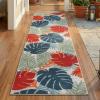 Superior Indoor Outdoor Area Rug, Perfect for Patio, Poolside, Backyard, Porch, Easy Clean Washable, Non Skid, Oversized Tropical Leaves, Waikiki Collection, 3’x5′, Multicolor