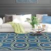 Superior Indoor Runner Area Rug with Jute Backing, Perfect for Home Entry, Hallway, Office, Kitchen, Dorm, Hardwood Floors, Bedroom Room, Border Collection – 2ft x 3ft, BORDER-Multicolor(Burgess-blue)
