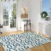 Superior Indoor Runner Area Rug with Jute Backing, Perfect for Home Entry, Hallway, Office, Kitchen, Dorm, Hardwood Floors, Bedroom Room, Border Collection – 2ft x 3ft, BORDER-Multicolor(Polygon-baby Blue)