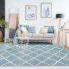 Superior Indoor Runner Area Rug with Jute Backing, Perfect for Home Entry, Hallway, Office, Kitchen, Dorm, Hardwood Floors, Bedroom Room, Border Collection – 2ft x 3ft, BORDER-Multicolor(Lattice-blue)