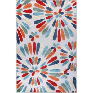 Superior Indoor Outdoor Area Rug, Perfect for Patio, Poolside, Backyard, Porch, Easy Clean Washable, Ideal for High Traffic Areas, Non Skid, Floral Design Marigold Collection, 10’x14′, Multicolor