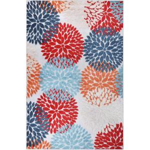 Superior Indoor Outdoor Area Rug, Perfect for Patio, Poolside, Backyard, Porch, Easy Clean Washable, Ideal for High Traffic Areas, Non Skid, Floral Medallion Hydrangea Collection, 10’x14′, Multicolor