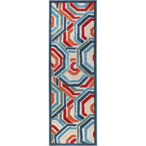 Superior Indoor Outdoor Area Rug, Perfect for Patio, Poolside, Backyard, Porch, Easy Clean Washable, Ideal for High Traffic Areas, Non Skid, Modern Geometric, Waimea Collection, 3’x5′, Multicolor
