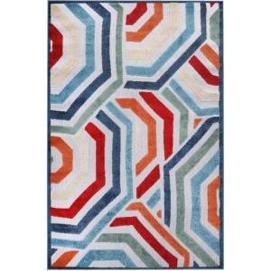 Superior Indoor Outdoor Area Rug, Perfect for Patio, Poolside, Backyard, Porch, Easy Clean Washable, Ideal for High Traffic Areas, Non Skid, Modern Geometric, Waimea Collection, 10’x14′, Multicolor