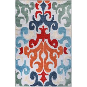 Superior Indoor Outdoor Non-Slip Area Rug, Perfect for Patio, Backyard, Porch, Entryway, Hallway, Modern Easy Cleaning, High Traffic, Aldaine Collection, 5’6″x8′, Multicolor