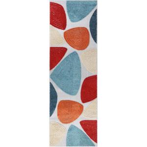 Superior Indoor Outdoor Runner Rug, Perfect for Patio, Poolside, Backyard, Porch, Easy Clean Washable, Ideal for High Traffic Areas, Non Skid, Modern Geometric, Tulip Collection, 2’3″x8′, Multicolor