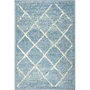 Superior Indoor Runner Area Rug with Jute Backing, Perfect for Home Entry, Hallway, Office, Kitchen, Dorm, Hardwood Floors, Bedroom Room, Border Collection – 2ft x 3ft, BORDER-Multicolor(Lattice-blue)