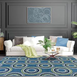 Superior Indoor Runner Area Rug with Jute Backing, Perfect for Home Entry, Hallway, Office, Kitchen, Dorm, Hardwood Floors, Bedroom Room, Border Collection – 2ft x 3ft, BORDER-Multicolor(Burgess-blue)