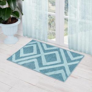 Superior Indoor Runner Area Rug with Jute Backing, Perfect for Home Entry, Hallway, Office, Kitchen, Dorm, Hardwood Floors, Bedroom Room, Border Collection – 2ft x 3ft, BORDER-Multicolor(Flagston-blue)