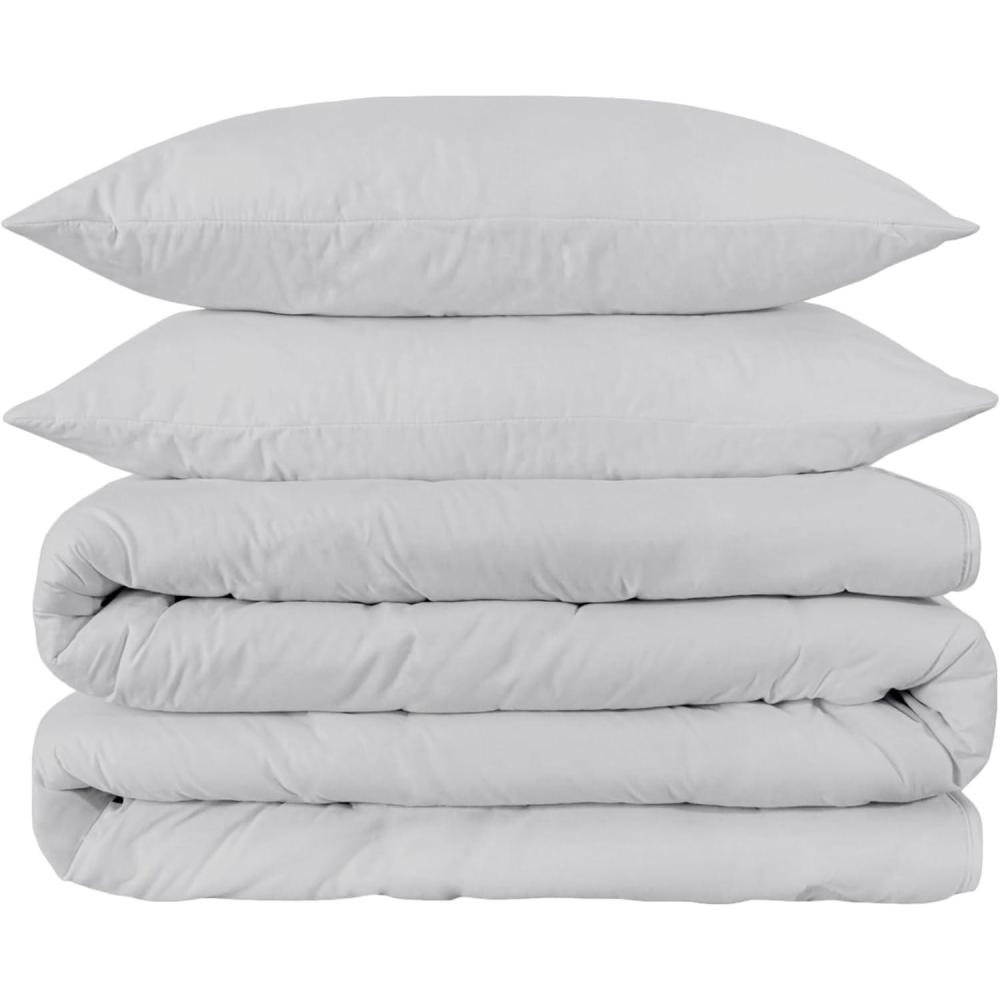 image1500 Thread Count 100 Egyptian Cotton Single Ply KingCalifornia King Duvet Cover Set Solid WhitePlatinum  Z