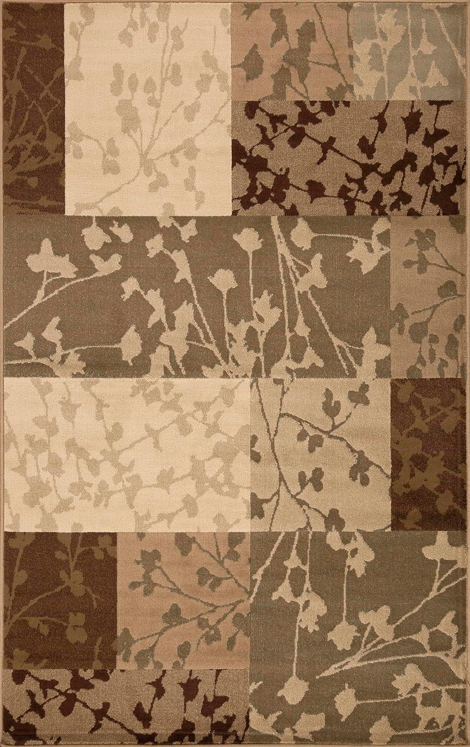 imageSuperior Indoor Area Rug Jute Backing Floral Color Block Modern Farmhouse Ideal for Entryway Living Room Kitchen Bedroom Hallway Floor Cover Phlox Collection 4 x 6 Beige