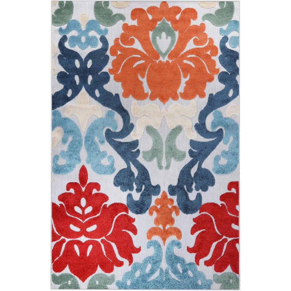 imageSuperior Indoor Outdoor Area Rug Perfect for Patio Poolside Backyard Porch Easy Clean Washable Non Skid Abstract Geometric Modern Lowell Collection 4x6 Multicolor