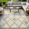 Superior Indoor Outdoor Area Rug, Perfect for Patio, Backyard, Mudroom, Easy Clean Washable, High Traffic, Modern Geometric Diamond Design, Daelyn Collection, 4’x6′, Grey