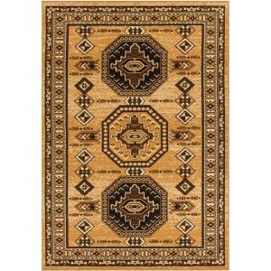 Superior Indoor Area Rug, Jute Backing, Modern Plush Rugs for Entryway, Living Room, Kitchen Floors, Bedroom, Hallway, Office Floor Cover, Geometric Medallion Rugs, Takeo Collection, 4′ x 6′, Caramel