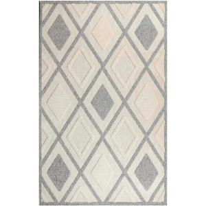 Superior Indoor Outdoor Area Rug, Perfect for Patio, Backyard, Mudroom, Easy Clean Washable, High Traffic, Modern Geometric Diamond Design, Daelyn Collection, 4’x6′, Grey
