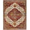 Superior Indoor Area Rug, Jute Backing, Plush Medallion Rugs for Dining, Family, Kitchen, Office Floor, Traditional Home Decor, Abena Collection, 5′ x 8′, Cream/Rust
