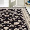Superior Indoor Area Rug, Jute Backing, Traditional Rugs for Entry, Kitchen Floors, Plush Floor Cover, Floral Scroll Border Rugs, Kingfield Collection, 5′ x 8′, Black