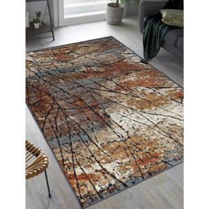 Superior Indoor Large Area Rug, Traditional Medallion, Jute Backed Rugs for Home, Entryway, Bedroom, Office, Kitchen, Dorm, Hardwood Floor, Living Room, Abena Collection, 5′ x 8′, Blue-Cream(Blue Crème)