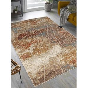 Superior Indoor Large Area Rug, Traditional Medallion, Jute Backed Rugs for Home, Entryway, Bedroom, Office, Kitchen, Dorm, Hardwood Floor, Living Room, Abena Collection, 5′ x 8′, Blue-Cream(Brown Multi)