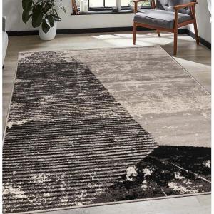 Superior Indoor Large Area Rug, Traditional Medallion, Jute Backed Rugs for Home, Entryway, Bedroom, Office, Kitchen, Dorm, Hardwood Floor, Living Room, Abena Collection, 5′ x 8′, Blue-Cream(Grey Brown)