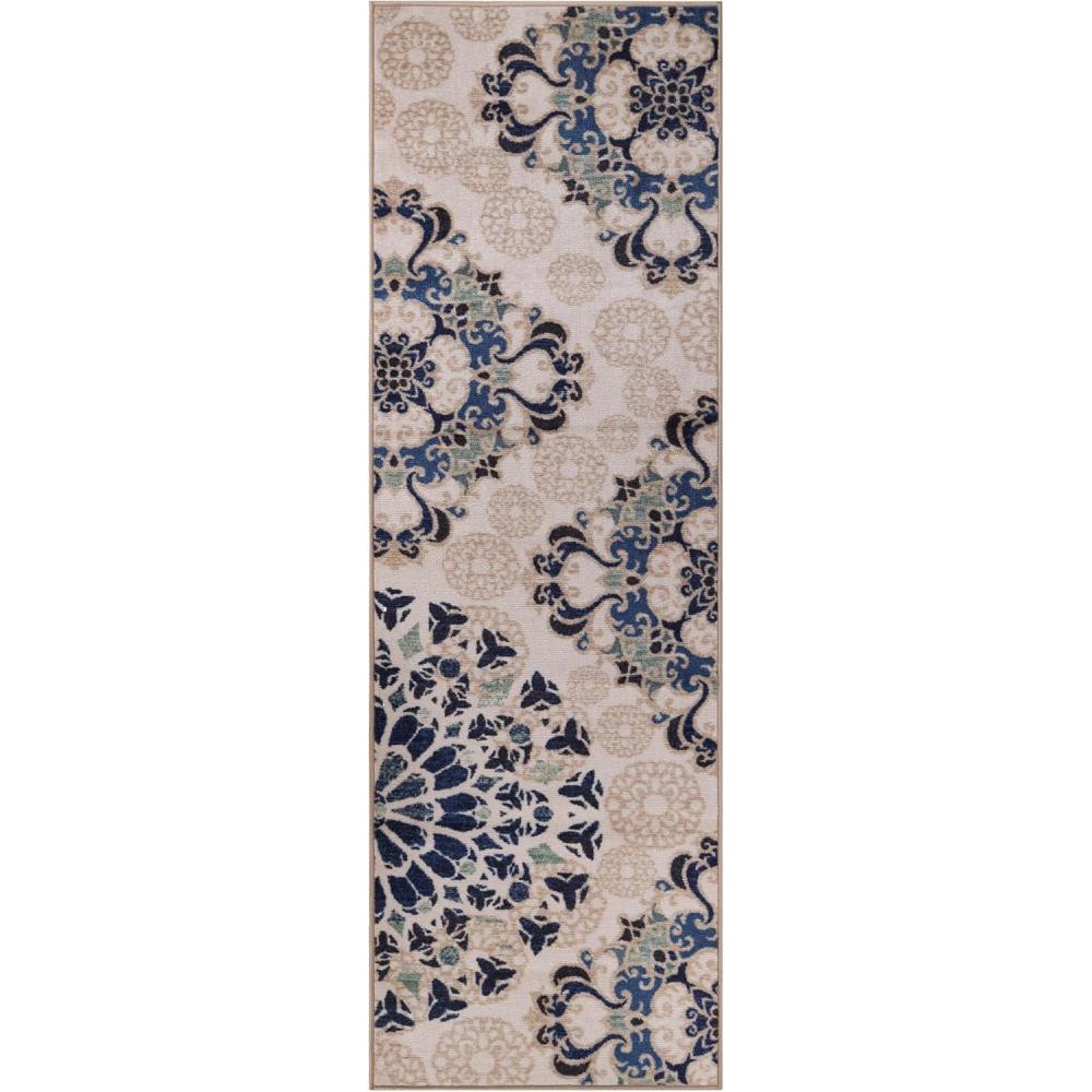 imageSUPERIOR Indoor NonSlip Area Rug Damask Medallion Floor Decor Bohemian Rug for Living Room Bedroom Office Kitchen Dining Washable Rugs Foam Back Thalia Collection 8 x 10 CreamCream
